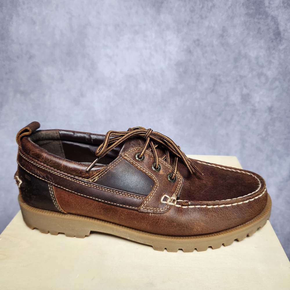 GH Bass Manchester Mens 9M Brown Leather Lug Sole Boat Shoes‎ 2225-226